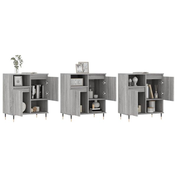 vidaXL Buffets 3 pcs Sonoma gris Bois d'ing&eacute;nierie