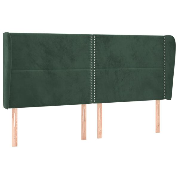 vidaXL T&ecirc;te de lit avec oreilles Vert fonc&eacute; 163x23x118/128 cm Velours