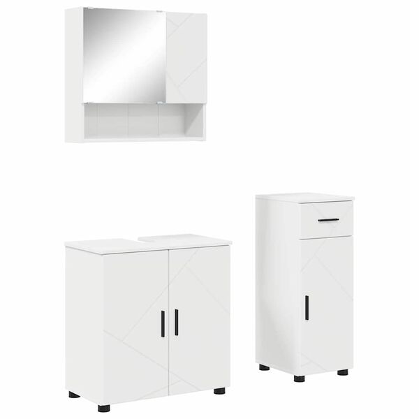 vidaXL Ensemble de mobilier de salle de bain avec tiroir 3 pcs Blanc