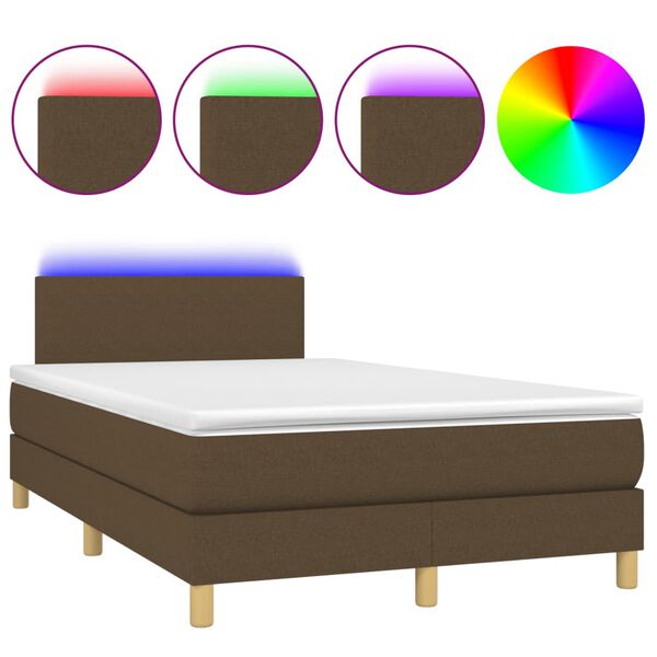 vidaXL Sommier &agrave; lattes de lit matelas et LED marron fonc&eacute; 120x190 cm