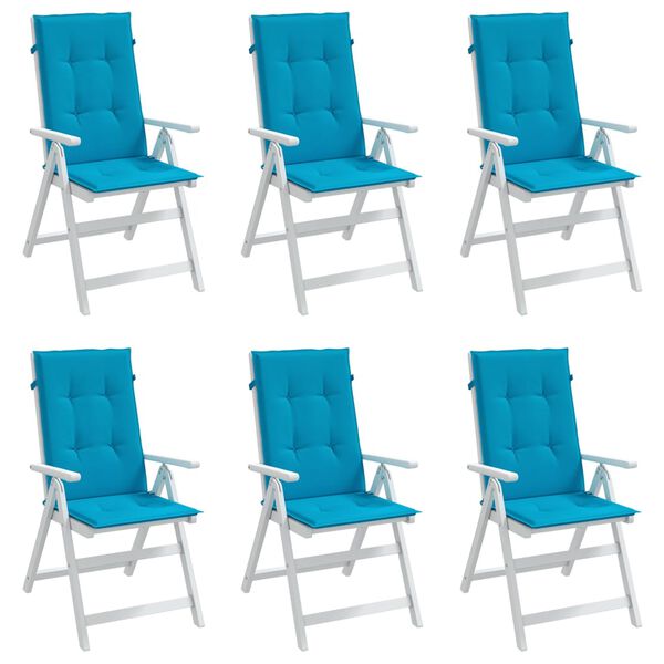 vidaXL Coussins de chaise de jardin &agrave; dossier haut lot de 6 bleu tissu