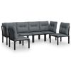 vidaXL Salon de jardin 6 pcs noir et gris r&eacute;sine tress&eacute;e