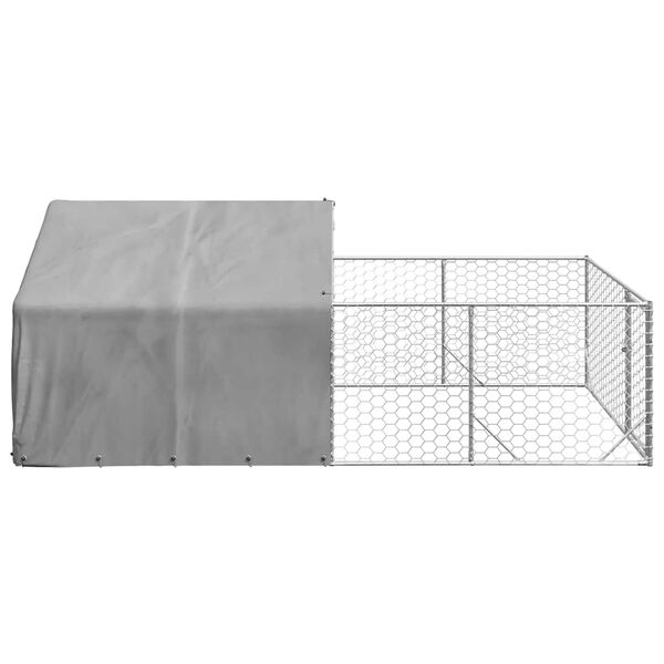 vidaXL Niche d'extérieur pour chien enclos 4x2x1,5 m acier galvanisé