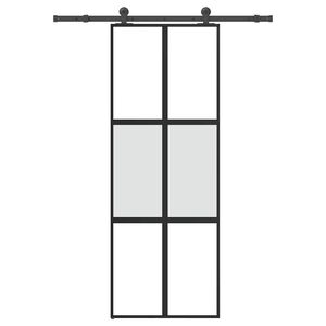 vidaXL Porte coulissante kit de quincaillerie tremp&eacute; verre aluminium