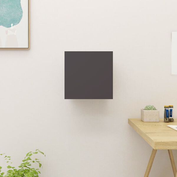 vidaXL Meuble TV mural Gris brillant 30,5x30x30 cm