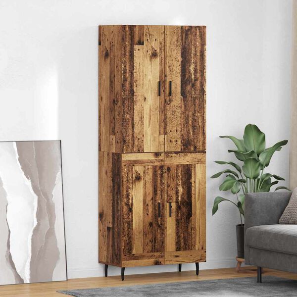 vidaXL Haut Armoire 2 pcs Bois Ancien Bois Agglom&eacute;r&eacute; et Verre