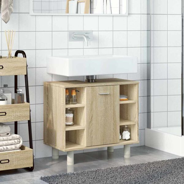 vidaXL Armoire de salle de bain Ch&ecirc;ne sonoma 60x32x53,5 cm Agglom&eacute;r&eacute;