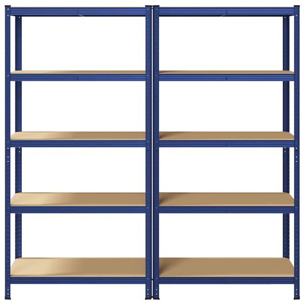 vidaXL &Eacute;tag&egrave;res de rangement &agrave; 5 niveaux 2 pcs Bleu Acier et bois