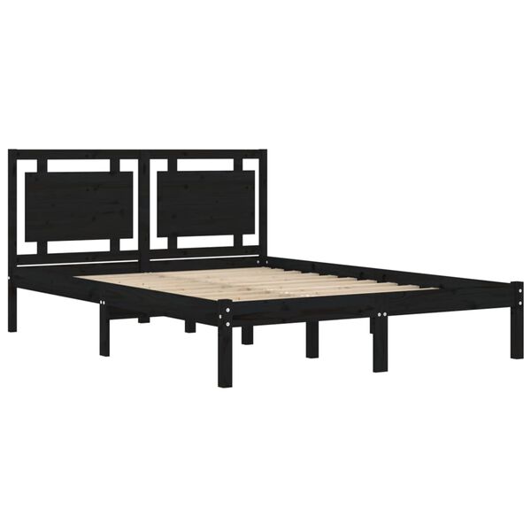 vidaXL Cadre de lit sans matelas noir 200x200 cm bois massif