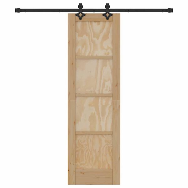 vidaXL Porte coulissante Naturel et Noir 61 x 198,5 cm Pin massif