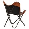 vidaXL Chaise papillon Marron Taille pour enfants Cuir v&eacute;ritable