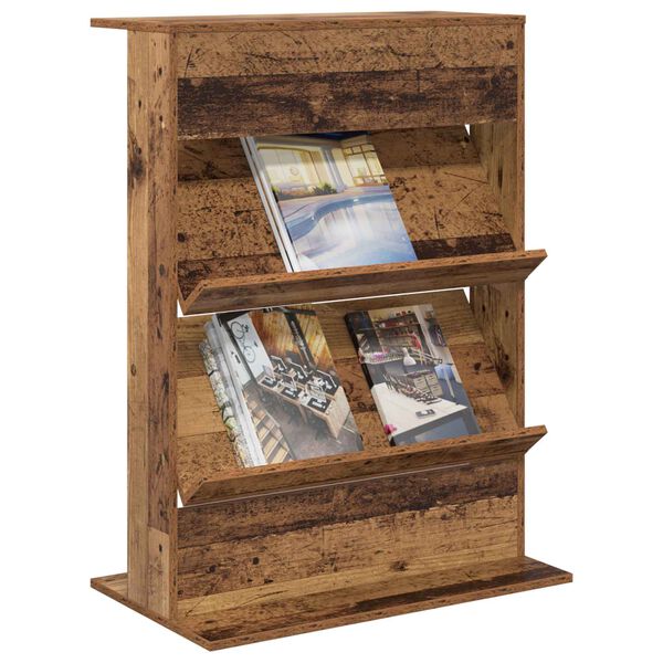 vidaXL &Eacute;tag&egrave;re &agrave; magazines avec &eacute;tag&egrave;re Bois ancien 70 x 41 x 96 cm