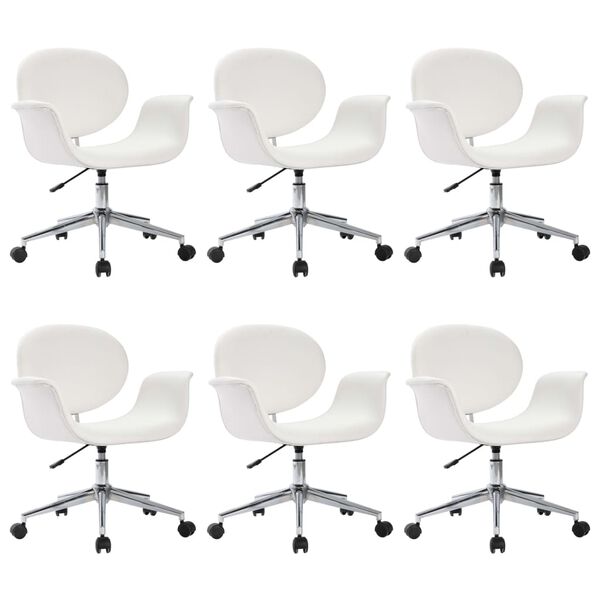 vidaXL Chaises pivotantes &agrave; manger lot de 6 blanc similicuir