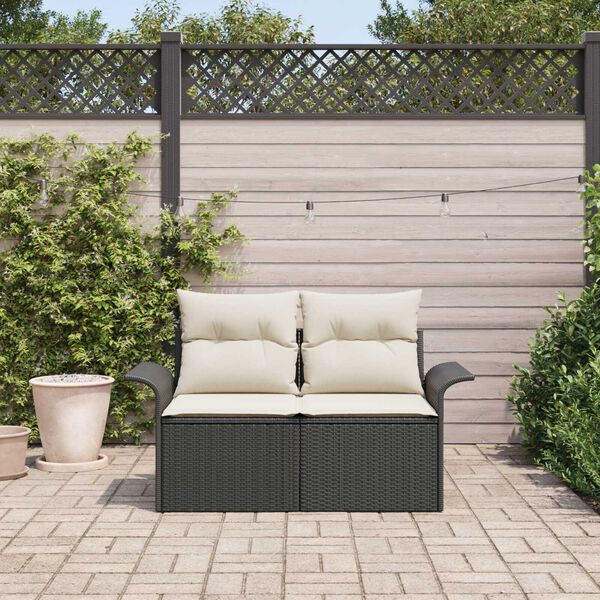vidaXL Canapé de jardin avec coussin Noir 141 x 62 x 69 cm polyrotin