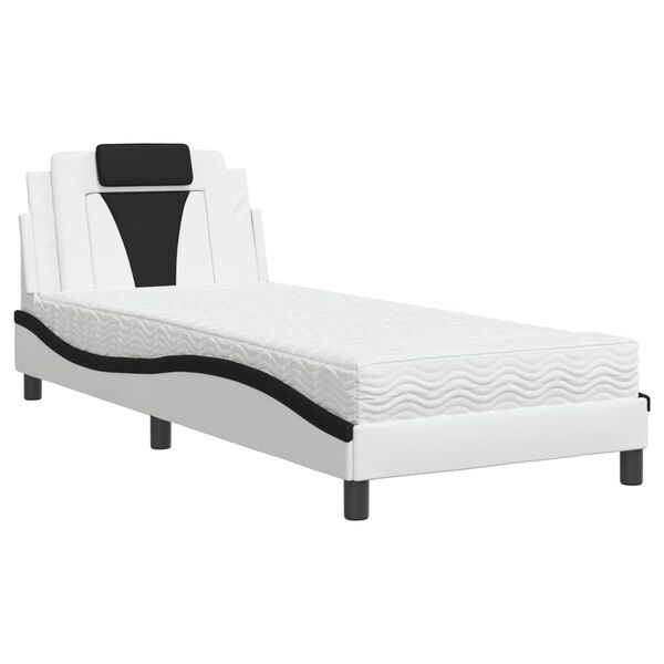 vidaXL Lit Viana avec matelas blanc et noir 80x200 cm similicuir
