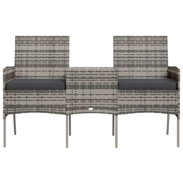 vidaXL Canapé jardin 2 places et table basse Résine tressée Anthracite