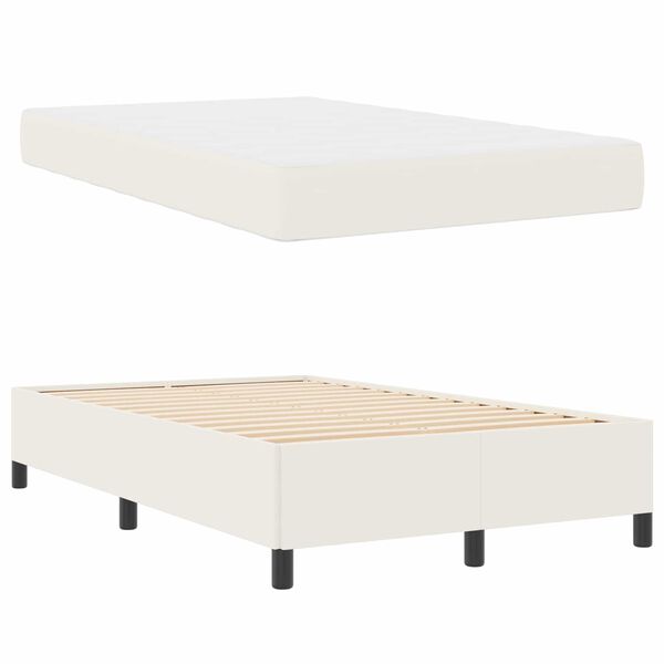 vidaXL Cadre de lit avec matelas Cr&egrave;me 120 x 200 cm tissu
