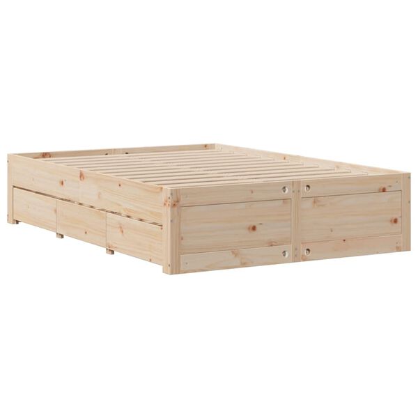 vidaXL Cadre de lit sans matelas avec tiroirs 160x200 cm bois de pin