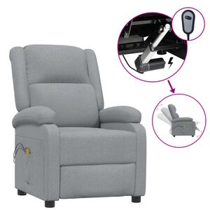 vidaXL Fauteuil &eacute;lectrique de massage Gris clair Tissu