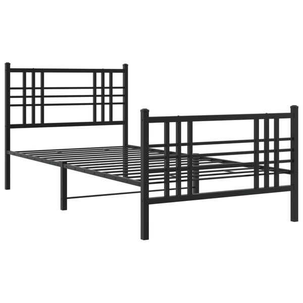 vidaXL Cadre de lit métal sans matelas et pied de lit noir 100x200 cm