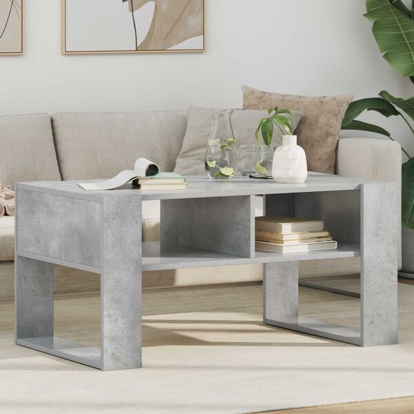 vidaXL Table basse Gris b&eacute;ton 92 x 53 x 45 cm Bois d'ing&eacute;nierie