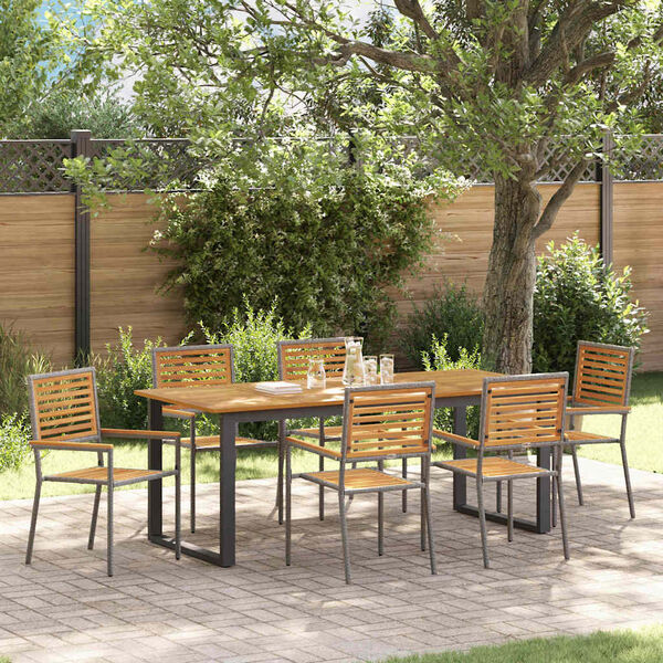 vidaXL Ensemble de salle à manger pour jardin 7 pcs Gris