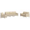 vidaXL Ensemble de canap&eacute;s 3 pcs avec coussins d&eacute;coratifs cr&egrave;me tissu