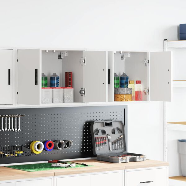 vidaXL Armoires murales de garage 2 pcs blanc bois d'ing&eacute;nierie