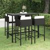 vidaXL Ensemble de bar de jardin 5 pcs et coussins R&eacute;sine tress&eacute;e Noir