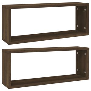 vidaXL &Eacute;tag&egrave;res murales cube 2 pcs Ch&ecirc;ne marron Bois d&rsquo;ing&eacute;nierie