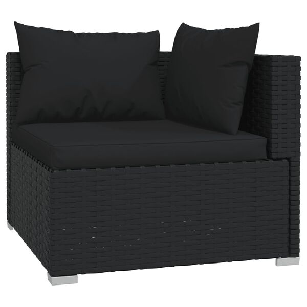 vidaXL Salon de jardin 8 pcs avec coussins R&eacute;sine tress&eacute;e Noir