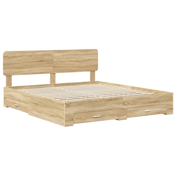 vidaXL Cadre de lit Ch&ecirc;ne Sonoma 200 x 200 cm Bois d'ing&eacute;nierie