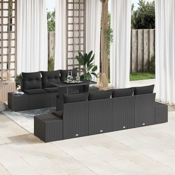 vidaXL Ensemble de canap&eacute; de jardin avec coussin 8 pcs Noir