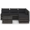 vidaXL Salon de jardin 6 pcs avec coussins Bois impr&eacute;gn&eacute; de gris