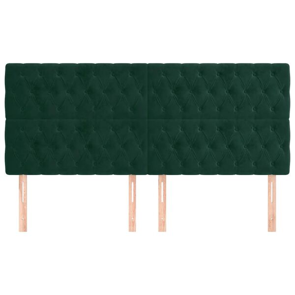 vidaXL T&ecirc;te de lit Vert fonc&eacute; 180x7x118/128 cm Velours