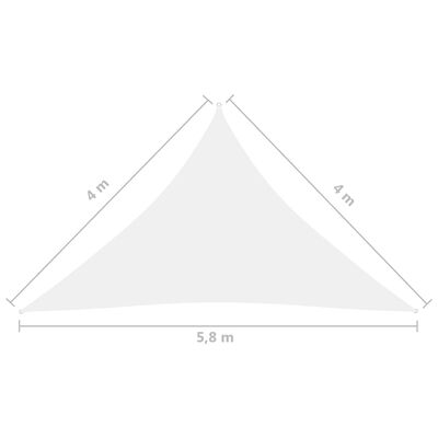 vidaXL Voile de parasol Tissu Oxford triangulaire 4x4x5,8 m Blanc