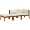 vidaXL Salon de jardin 3 pcs avec coussin cr&egrave;me Bois d'acacia solide