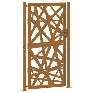 vidaXL Portail de jardin 100x200 cm en acier patin&eacute;, design l&eacute;ger