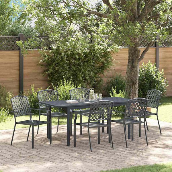 vidaXL Ensemble de salle à manger pour jardin 7 pcs Anthracite