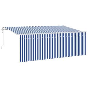 vidaXL Auvent R&eacute;tractable Bleu et blanc 350 x 200 cm Tissu et m&eacute;tal