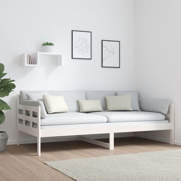 vidaXL Lit de jour sans matelas blanc bois de pin massif 90x190 cm