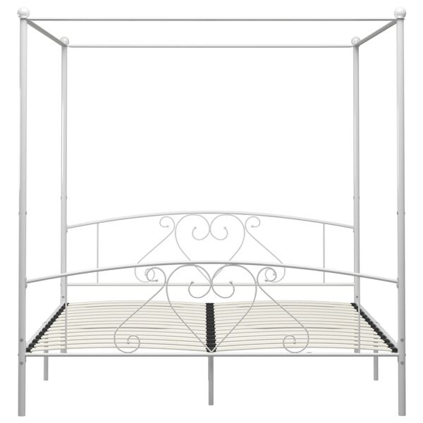 vidaXL Cadre de lit sans matelas avec baldaquin blanc 180x200 cm métal