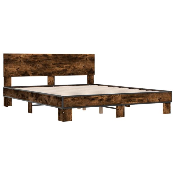 vidaXL Cadre de lit sans matelas chêne fumé 150x200 cm