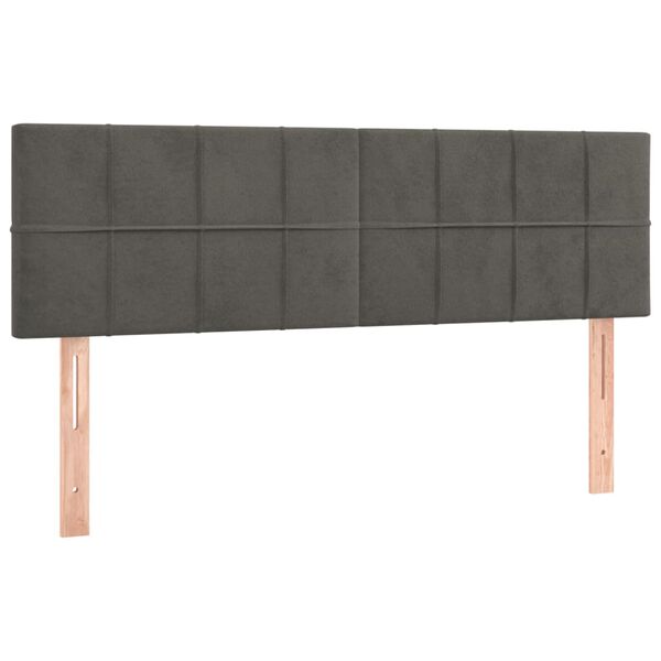 vidaXL T&ecirc;tes de lit Gris fonc&eacute; 144x5x78/88 cm Velours