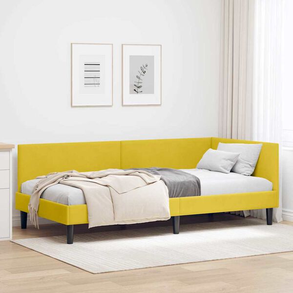 vidaXL Cadre de lit d'angle Jaune 80 cm x 200 cm Velours