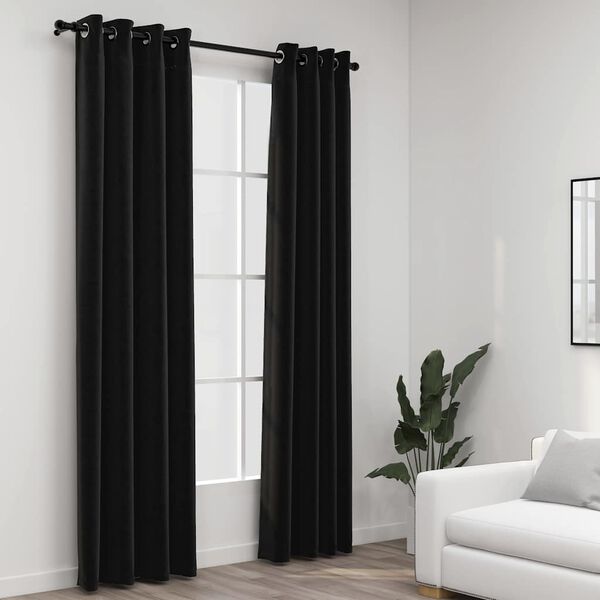 vidaXL Rideaux occultants Aspect de lin 2 pcs Anthracite 140x225 cm