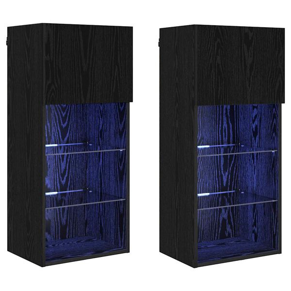vidaXL Meubles TV muraux 2 pcs Ch&ecirc;ne noir 40,5 x 30 x 90 cm