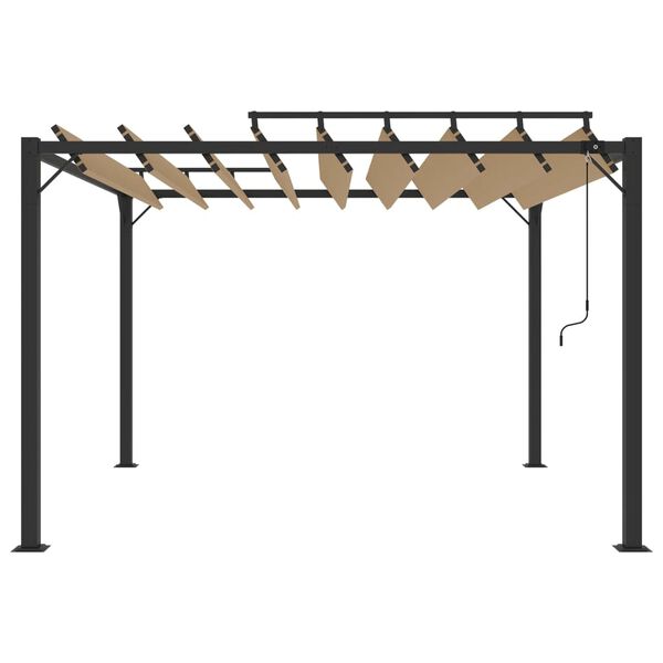 vidaXL Tonnelle avec toit à persienne 3x3 m Taupe Tissu et aluminium