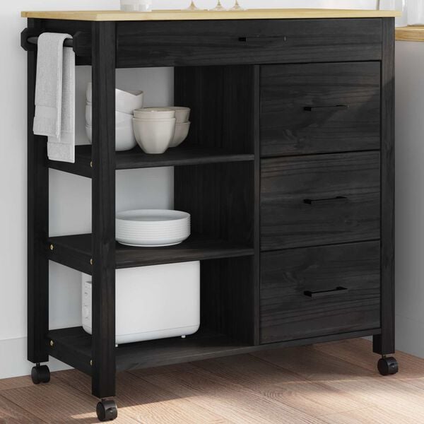 vidaXL Chariot de cuisine Noir