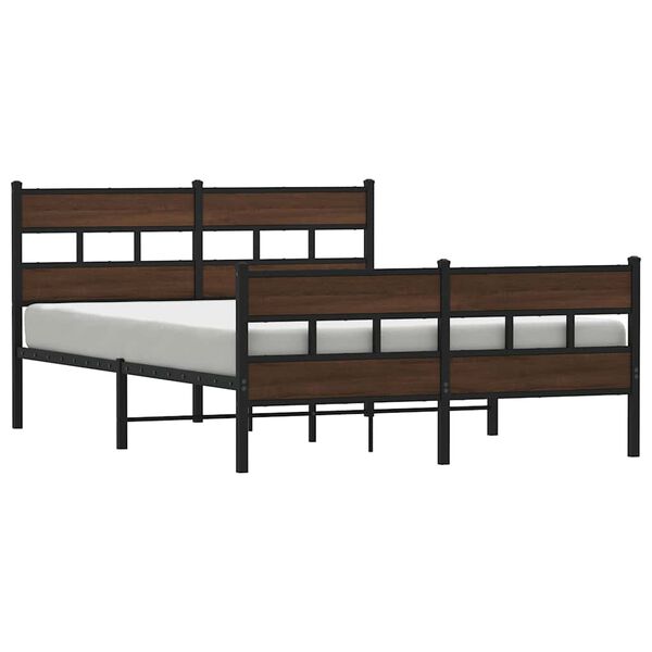 vidaXL Cadre de lit en m&eacute;tal sans matelas ch&ecirc;ne marron 160x200 cm